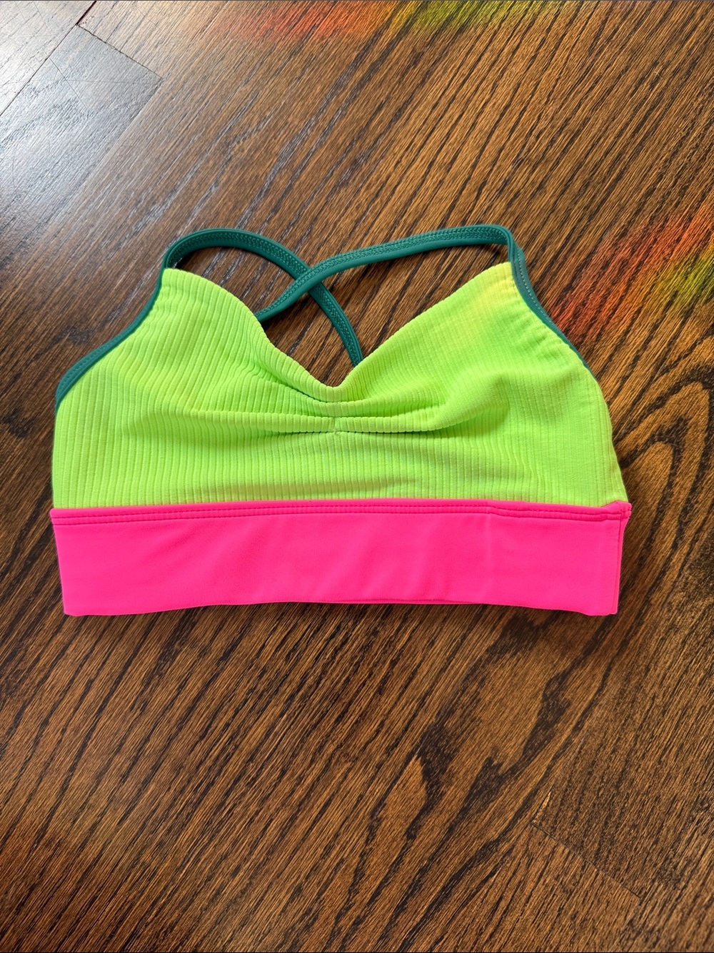 Tiger Friday Child Medium Dance Top Neon Green and Hot Pink
